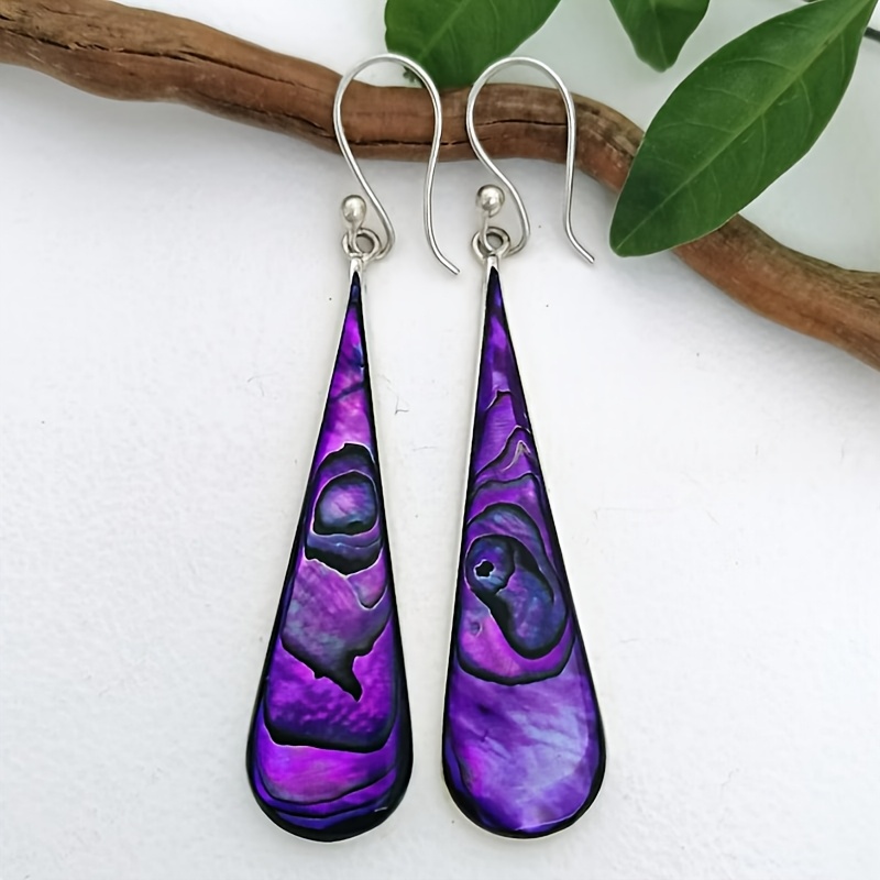 Women's Retro Bohemian Purple Long Teardrop Earrings, Gift